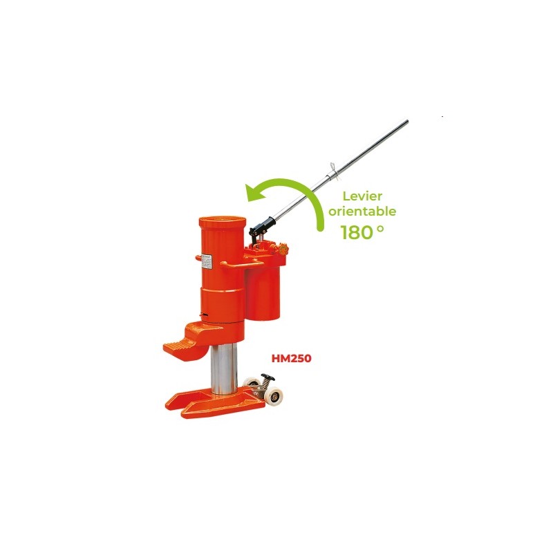 Cric Lève charges monobloc à patte 25000 kg HM250 SUR ROULETTES Cric Lève charges monobloc à patte 25000 kg HM250 SUR ROULETTES
