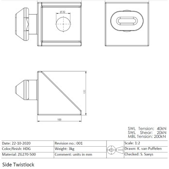 TWISTLOCK SIDE POUR CONTAINER MARITIME
