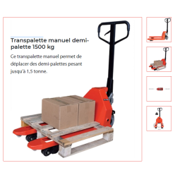 transpalette manuel 1T5 pour demi palette