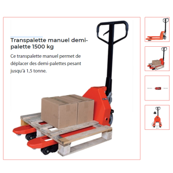 transpalette manuel 1T5 pour demi palette