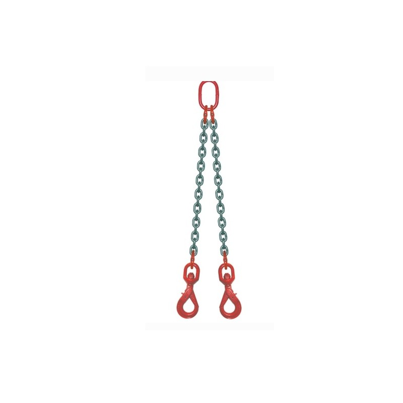 élingue chaine 2 brins 4t25 crochets verrouillage automatique tournants longueur 3M00