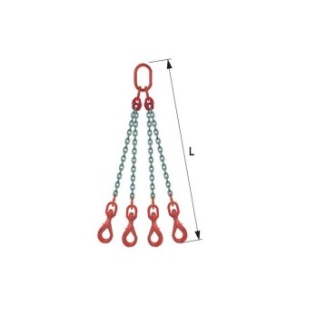 élingue chaine 3 brins diam 13 mm  crochets a verrouillage automatique tournants 11200 Kg Longueur 4M00