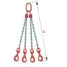 élingue chaine 4 brins diam 13 mm  crochets a verrouillage automatique tournants 11200 Kg Longueur 4M00