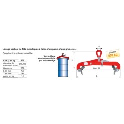 Pince lève fut vertical 500 kg coef diam fut 500 - 600 mm