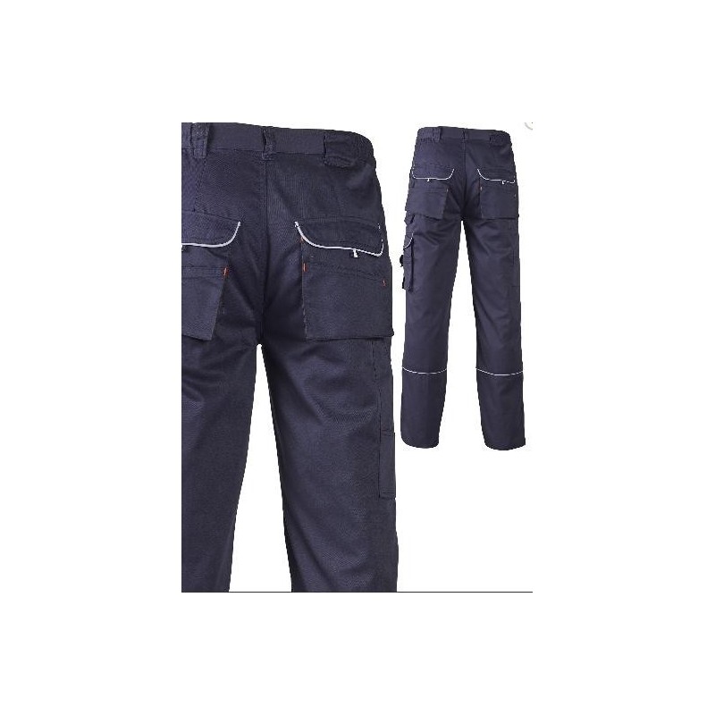 Pantalon de travail noir polyester coton 285 gr m/2 emplacement genouillères