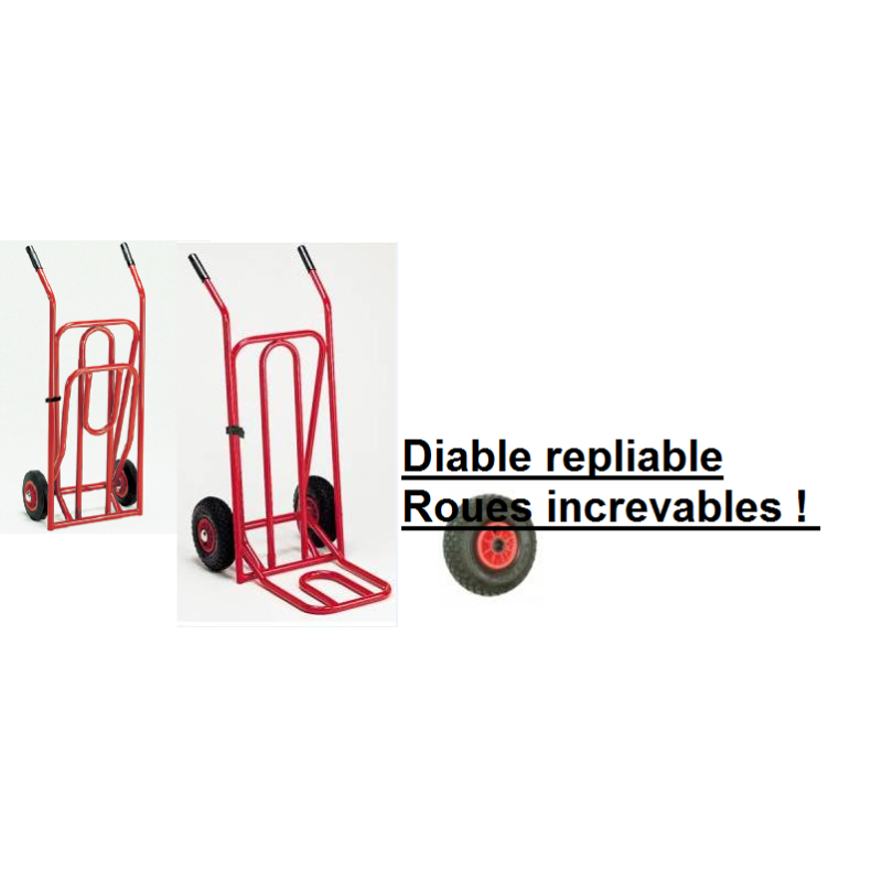 Diable acier repliable 200 kg Roues increvables 