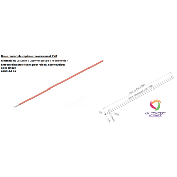 Barre d'arrimage télescopique ronde avec  protection PVC pour rail universel