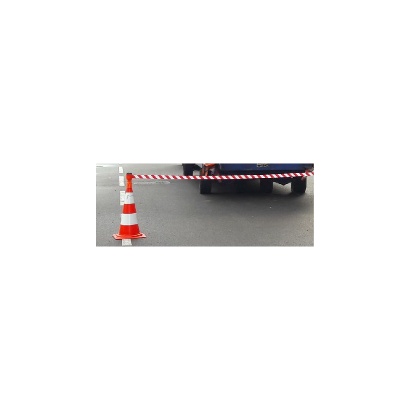 Kit cône de signalisation avec dérouleur de sangle longueur  4m rouge et blanc