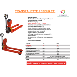 Transpalette manuel peseur 2T
