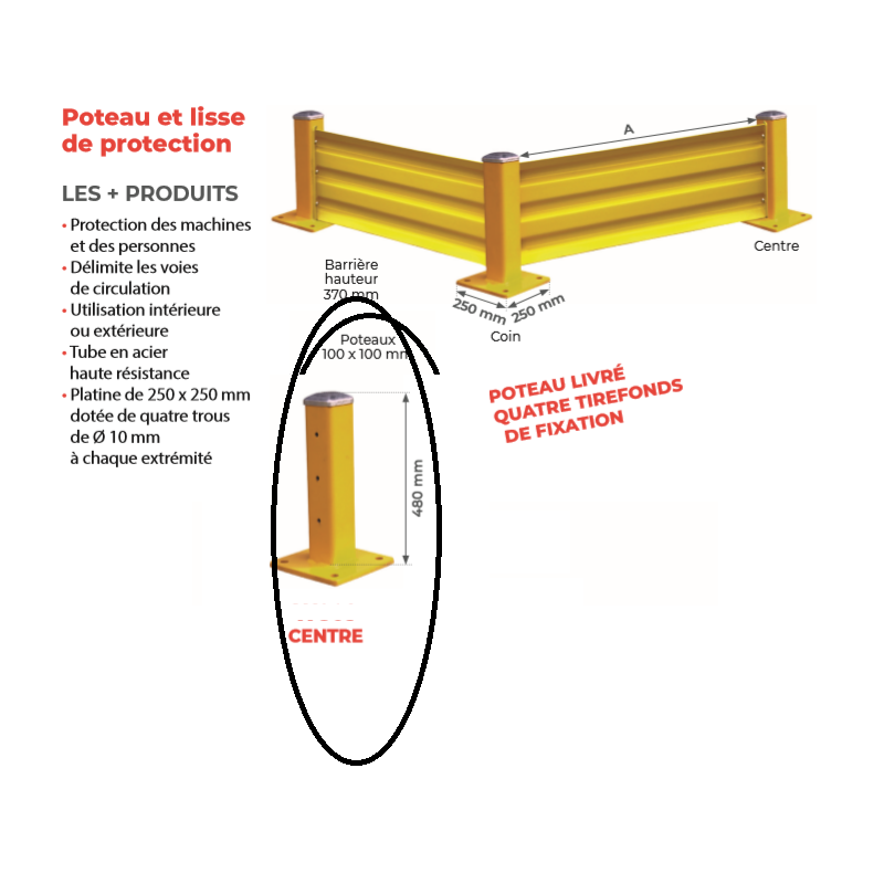 lisse de protection pour barrière de sécurité entrepôt 0M50 EE210KX