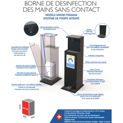 BORNE DE DESINFECTION DES MAINS SANS CONTACT AVEC POMPE INTEGREE