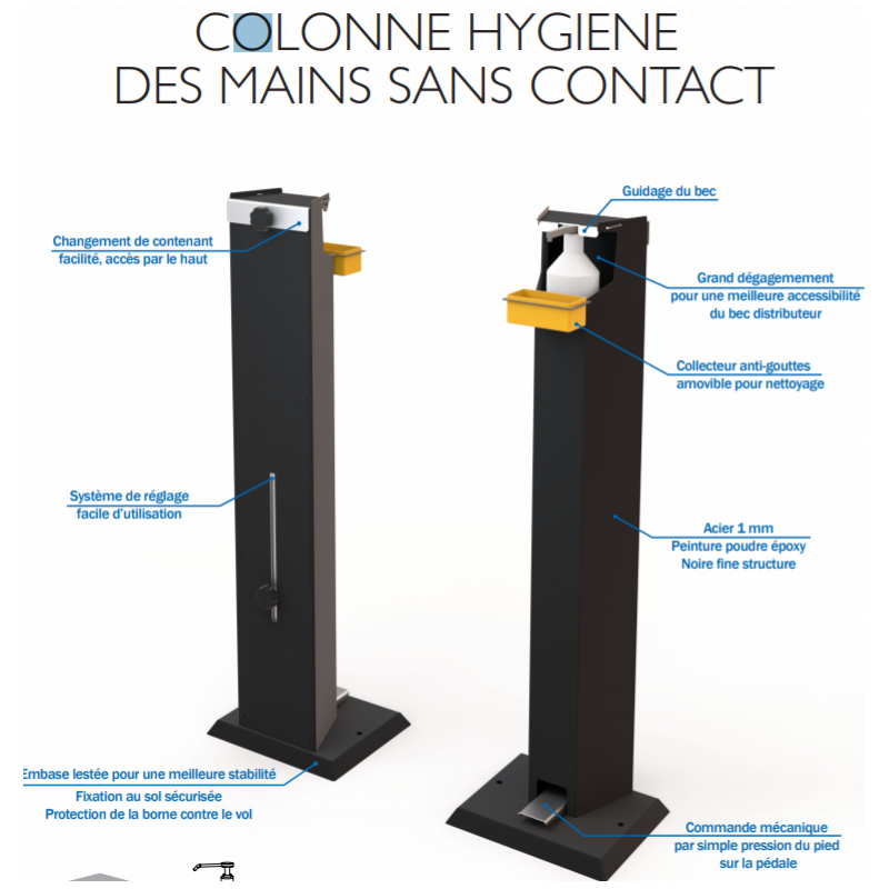 colonne de désinfection des mains sans contact Anti COVID19 colonne de désinfection des mains sans contact Anti COVID19