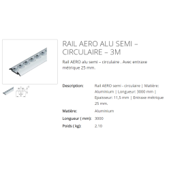 Embout plastique rond pour rail d'arrimage aluminium type aéronautique