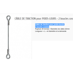 Câble de traction pour poids-lourds 30T LONGUEUR 6m00