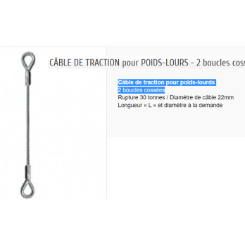 Câble de traction pour poids-lourds 30T LONGUEUR 6m00