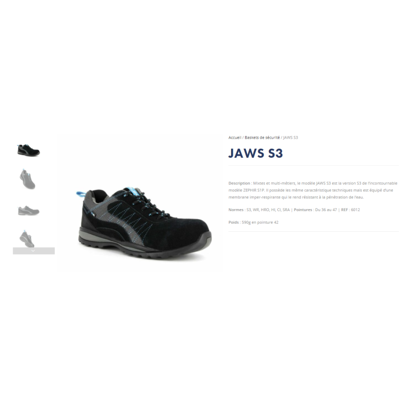 Chaussures de sécurité JAWS S3 METAL FREE Nubuck