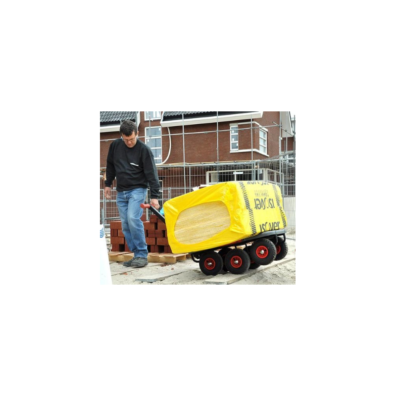 Chariot multi-roues pour transport de matériaux sur chantiers