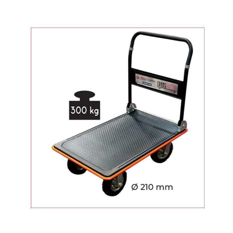 Chariot à timon rabattable charge 300 kg roues gonflables Transpratic