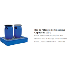 bac de rétention polyéthylène 100 litres aevc caillebotis