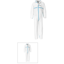 Combinaison de protection chimique coutures étanchées à capuche BizTex® Microporeuse Type 4/5/6 Blanc