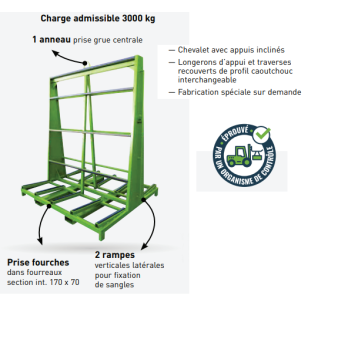 chevalet porte menuiseries 3000 kg avec anneau de levage