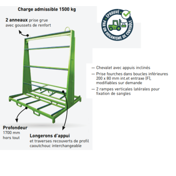 chevalet avec anneaux de levage pour le transport de menuiseries 1T5