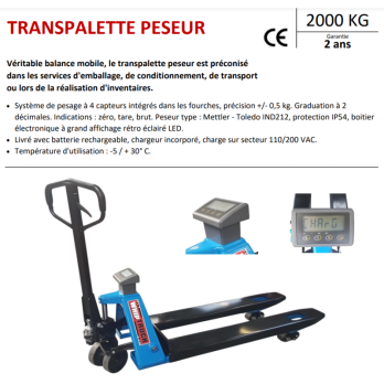 balance mobile transpalette pesur 2T