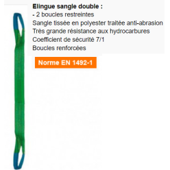 Elingue textile verte plate 2 boucles 2T5M