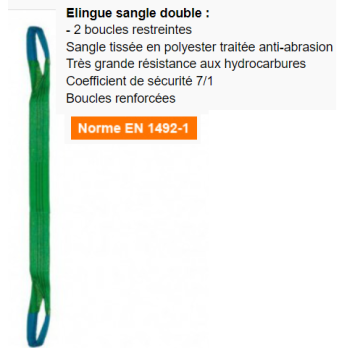 Elingue textile verte plate 2 boucles 2T5M