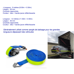 Sangle d'arrimage bleue - Longueur 9m - doigts rapprochés - Arrimage /  levage