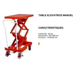 table elevatrice manuelle 300 kg 435/1585 mm
