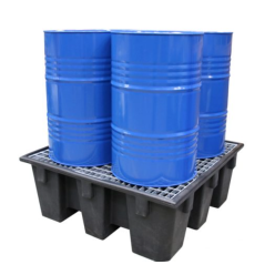 bac de rétention 450 litres 4 futs polyéthylène avec caillebotis acier